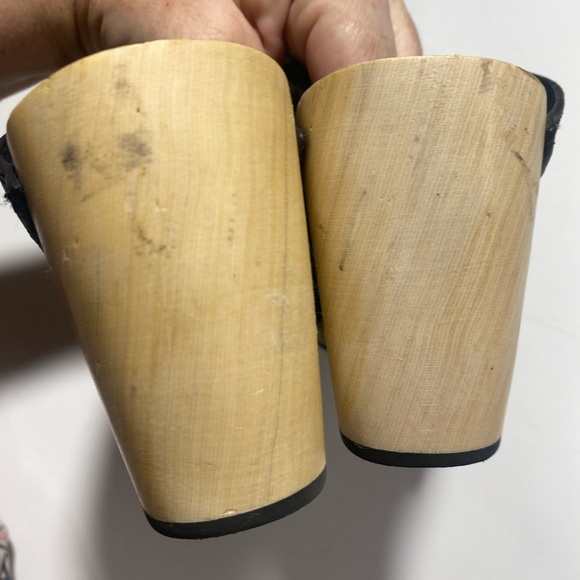 Kelsi Dagger Black Leather Brooklyn Boulder Chunky Wood Platform Clog Mules 7.5 - Picture 16 of 16